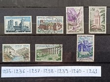 série timbres france oblitérés 1960  n° 1235 à 1241  série touristique