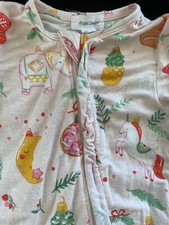Angel Dear Christmas Ornament Ruffled Zip Front Bamboo Footie-3-6Mos