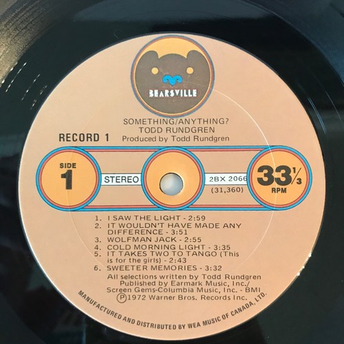 Todd Rundgren Something/Anything? Vinyl LP Bearsville 1974 2-Discs Rock Pop - Picture 4 of 4
