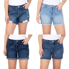 SEVEN7 Women's Mid-Rise Jean Shorts, Comfort Stretch Denim Shortie w/5" Inseam