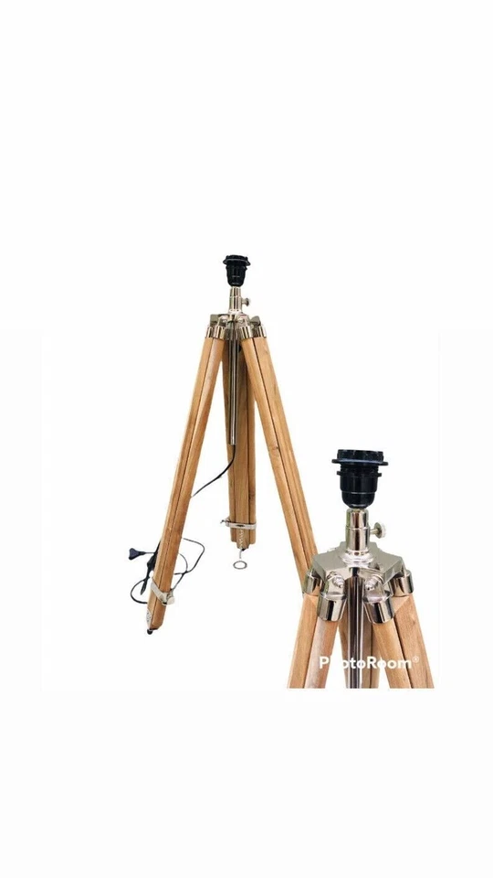 Tripod Teak Wood Adjustable Leg Tripod Vintage Floor lamp Stand Tripod Lamp - Image 3 of 4