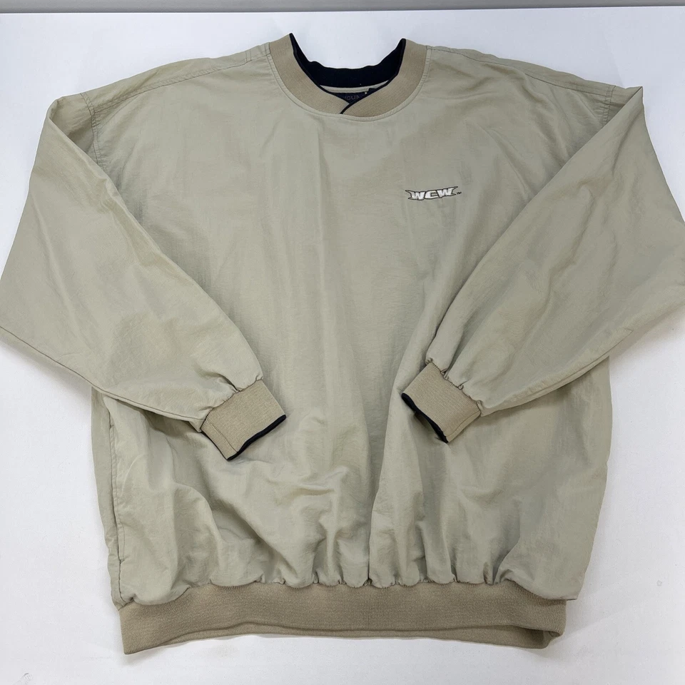 Pullover de nailon manga larga campeón mundial de lucha libre Antigua WCW para hombre XXL tostado Foto 2 de 4