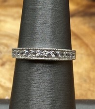 DESIGNER STERLING SILVER AND CZ THIN BAND RING SIZE 6
