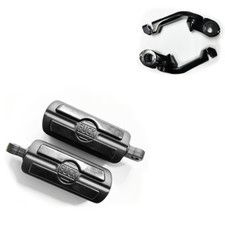 Black Long Highway "F*ck" Foot Pegs Assembley  Harley Davidson/ Custom
