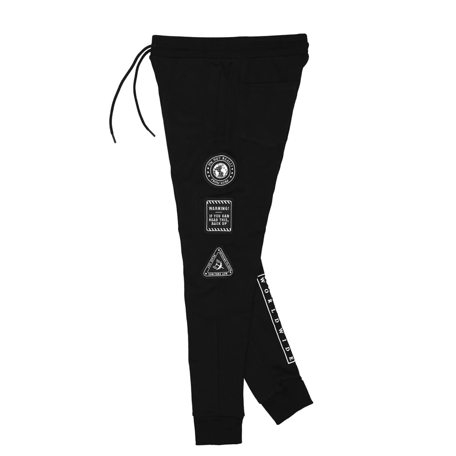 Mellogang Black Graphic Print Joggers with Patches Size L-image