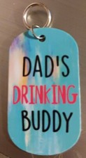 Daddy's Drinking Buddy Charm Keychain Silver Lightweight N w/o Tags
