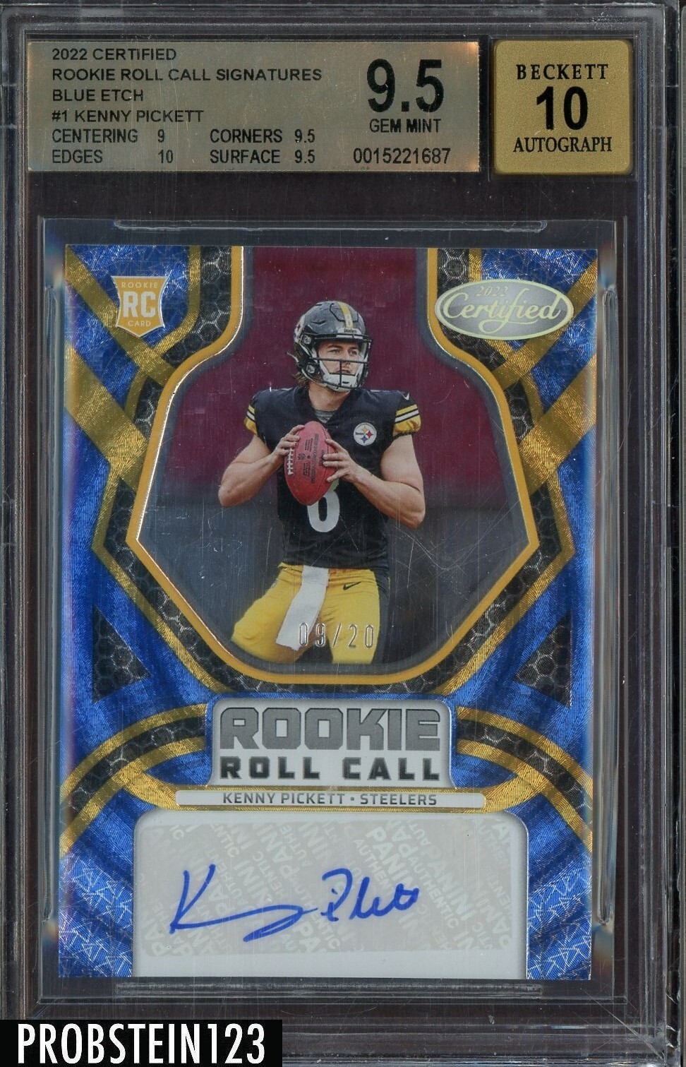 Kenny Pickett Panini Certified Rookie Roll Call Signatures #RCSKP Mirror Blue Etch