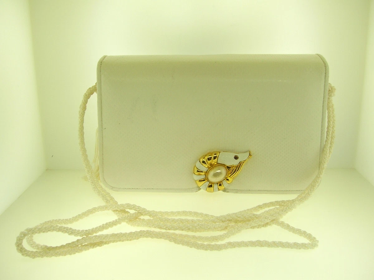 JUDITH LEIBER VINTAGE WHITE REPTILE LEATHER BAG USED NICE PART OF COLLECTION