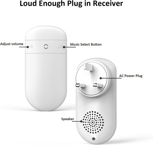 Wireless Doorbell Adjustable Volume Waterproof 1000ft Long Range 52 Melodies NEW - Picture 2 of 8