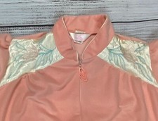 Sears Robe Vtg Full Length Peach 2XL USA Pocket Collar Zipper Y2K Housecoat Long