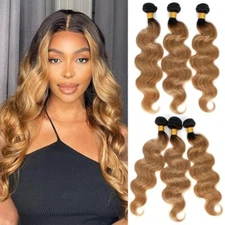 Body Wave Brazilian Hair Bundles 1B/27 Blonde Remy Human Hair Weft Extensions