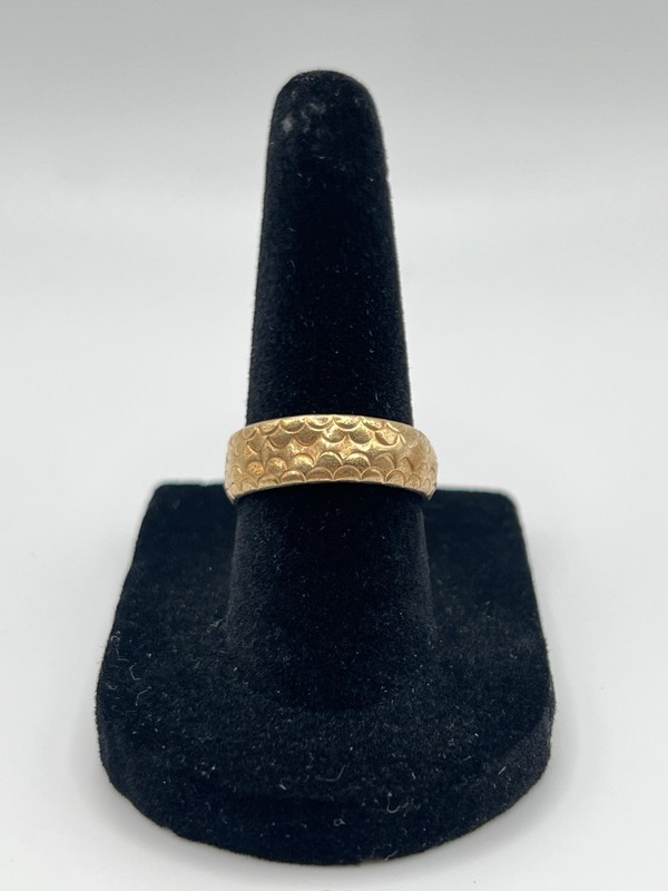 14k YG VTG Fish Scale Band Ring for Repair/Scrap- Size 6 1/2 - 1.42 Grams