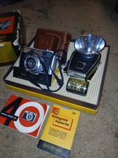 Vtg Kodak Signet 40 Camera, Ektanar Lens, Case, filters, rotary flash, box