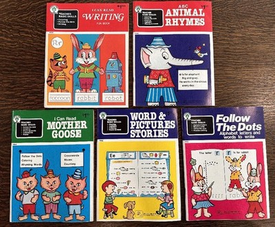 Lot of 5 NEW 1970s Coloring Activity Workbooks Phonics...