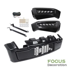 Durable Black For Ford Raptor Style F-150 2018-2020 Front Bumper with LED Lights