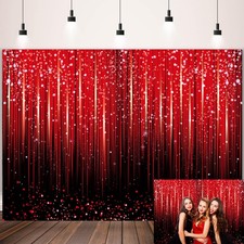 Red Glitter Photography Backdrop 8x6 FT Black Red Bokeh Sequin Party Props