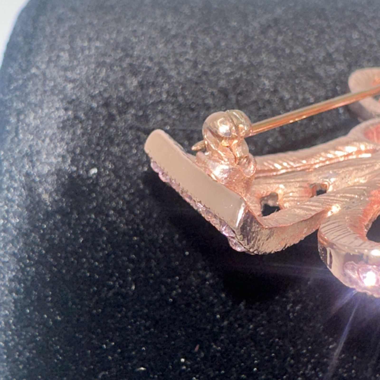 Kenneth Jay Lane Rose Pink Rhinestone Bow Pin Bro… - image 4