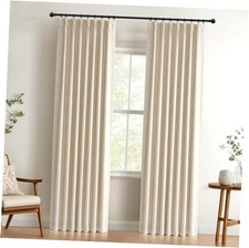 Linen Look Textured Pinch Pleated Curtains 40"W x 84"L Pack of 2 Cream