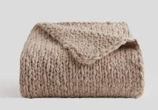 QUINCE Chunky Hand Knit Wool Throw Blanket Neutral 50x60 80 Wool