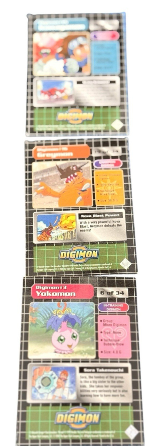 1999 Digimon Digi-Battle Lot – Greymon #16, Kuwagamon #15, Sora & Yokomon #3