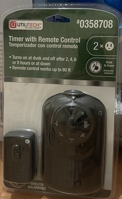 Outdoor Wireless Timer 4 Settings Remote Control Two Outlets 0358708 Utilitech