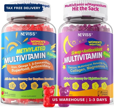 NEVISS 52-in-1 Methylated Multivitamin for Women Gummies with Iron, Omega-3, B6