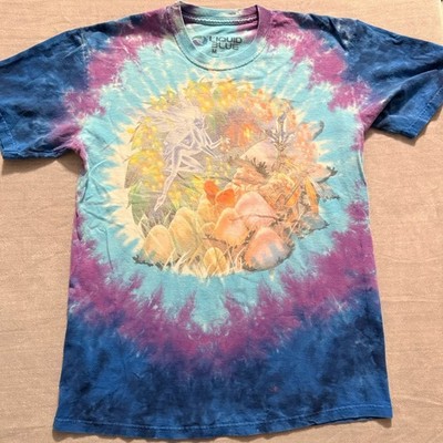 Liquid Blue Tie Dye Fantasy Fairy Crystal Graphic T Shirt Mens M Y2K