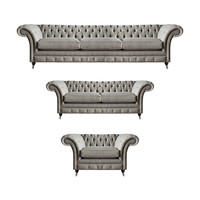 MöBel SitzmöBel Komplett Set 3Tlg Sofas Neu Grau Sessel Wohnzimmer Chesterfield