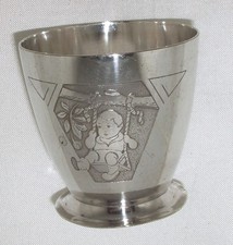 c1930-1950? NDL SUPERB & CUTE! SOLID WELL-SILVERPLATED ART-DECO CHRISTENING CUP