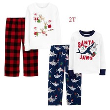 Carter's Toddler Boys' 4 Piece Holiday Pajamas Set  2T