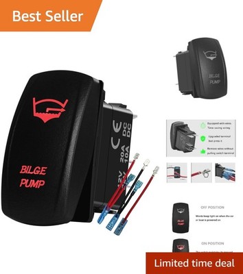 Durable  Waterproof Bilge Pump Rocker Switch - Easy Installation with Wires