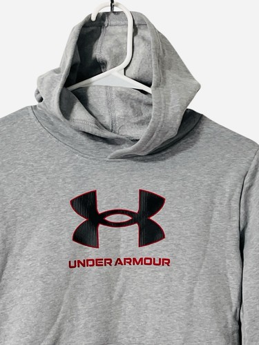 Under Armour Boys Youth Big Logo Fleece Hoodie Pullover Gray Size 7 - Picture 3 of 6