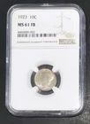 1923 10C Mercury Dime NGC MS 61 FB MS 61 Full Bands