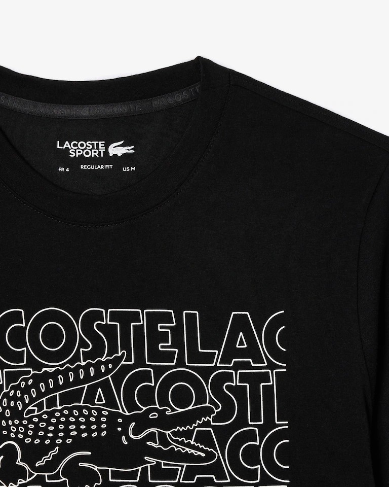 Lacoste Men's Regular Fit Black Graphic Stenciled Logo Sport Tee Size Medium thumbnail 5