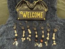 Handmade Skull Keychain Gothic Bag Charm Halloween Witchy Beaded Accessory