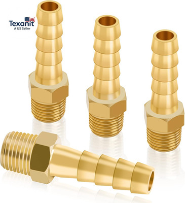 4Pcs Brass Hose Barb Fittings 1/4'' Hose Barb to 1/8 NPT Male Thread Air Hose Fit