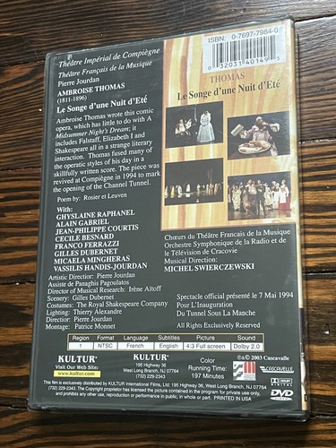 NEW DVD / Thomas - Le Songe d'une nuit d'ete / Raphanel, Gabriel, Courtis, Bes.. - Picture 2 of 2