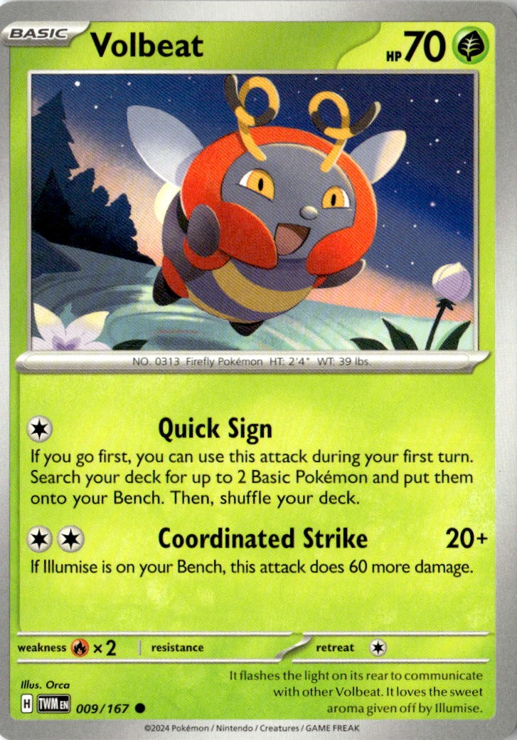 Pokemon TCG Volbeat 009/167 Normal SV06: Twilight Masquerade