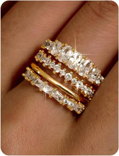 14K Gold Plated Stackable Rings for Women Non Tarnish -Size 5-10