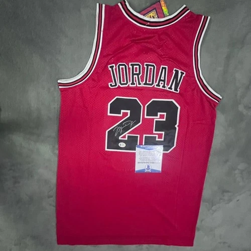Michael Jordan SIGNED Chicago Bulls NBA #23 Jersey Red- COA Beckett 2