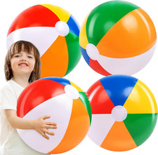 JOYIN 4-Pack 20" Beach Balls - Large Rainbow Beach Ball Inflatable Pool Toys for