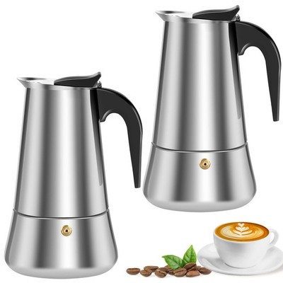 2 Pack Moka Pot Espresso Stainless Steel Stovetop Coffee Maker 450ml 9 Cup