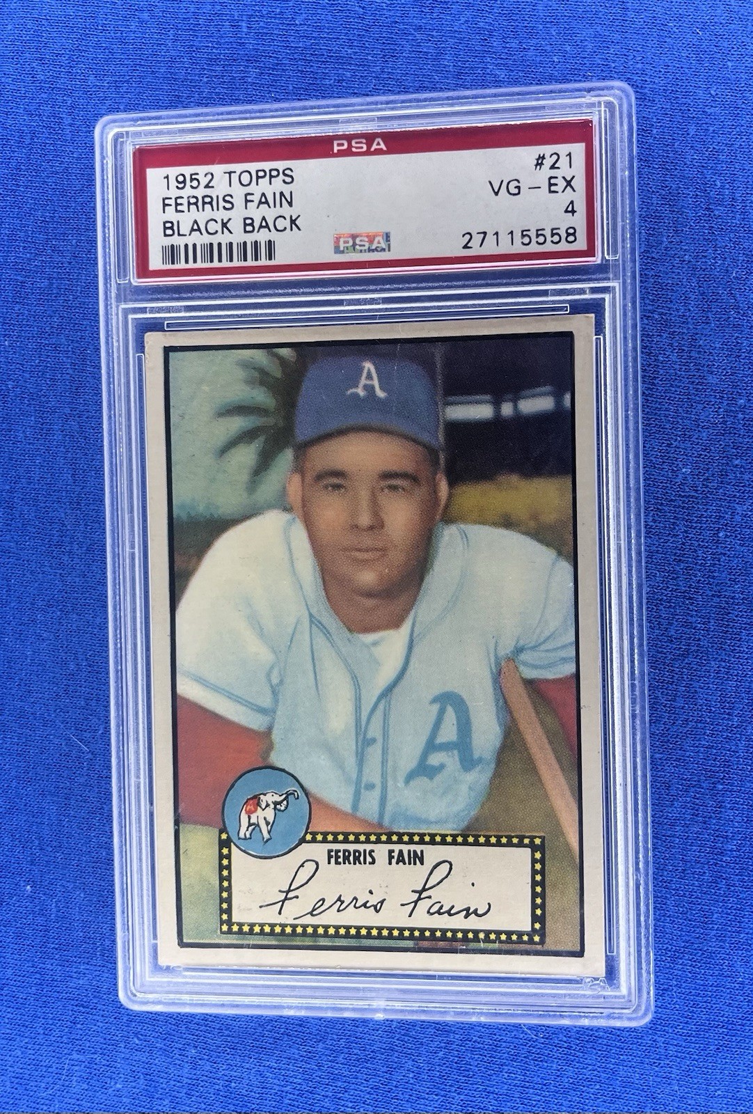 1952 Topps BASEBALL #21 Ferris Fain (Black Back) PSA 4
