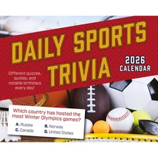 Carousel Calendars,  Daily Sports Trivia 2026 Desk Calendar, 5.5'' X 5.5'', 16-M