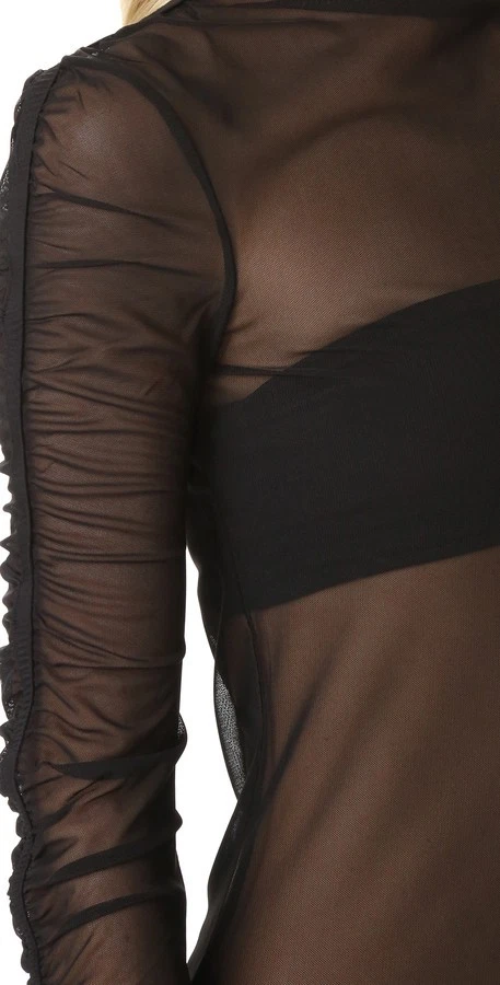 开幕式长袖透明网眼上衣高模拟高领海军蓝 M — 第 4/4 张图片