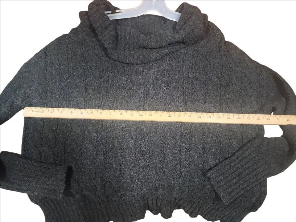 Suéter largo Mossimo Supply Co XXL gris tejido con cable cuello capucha para mujer Foto 2 de 4