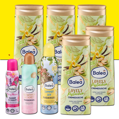 8er Set: 2x Rasiergel, 1x Rasierschaum Berry Blossom, Cremedusche Lovely Pistach