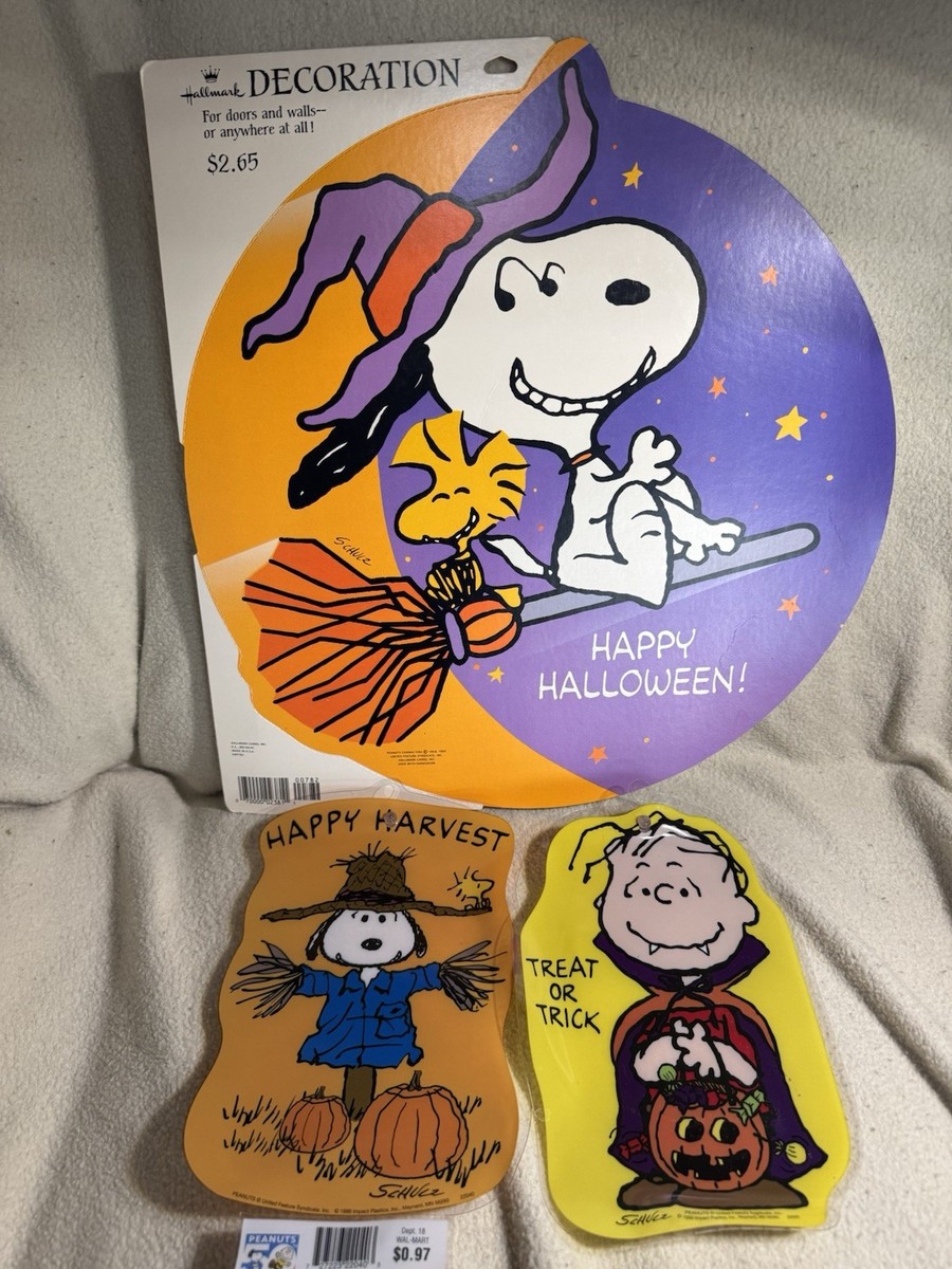 Vintage Halloween Charlie Brown Peanuts Window Cling Die Cut 90s