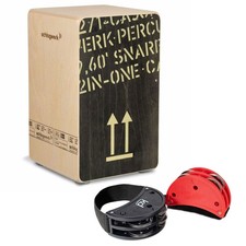Schlagwerk CP404 BLK Cajon Schwarz mit keepdrum Fußtambourin-Set