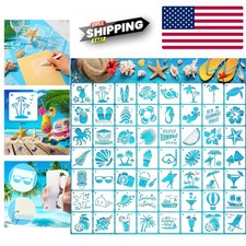 Reusable Beach Stencils Set - 56 Durable Ocean-Themed Patterns for Art Projects